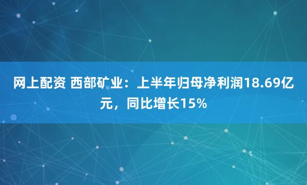 网上配资 西部矿业：上半年归母净利润18.69亿元，同比增长15%